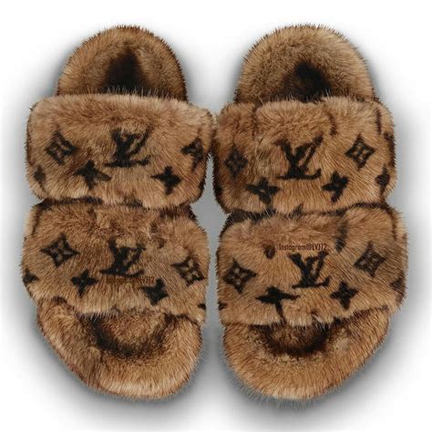 louis vuitton slippers for women|louis vuitton monogram fur slippers.